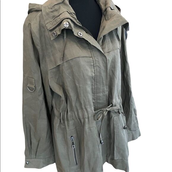 New with tags green PULI Ramie drawstring waist Safari style jacket , size XL - Picture 5 of 9